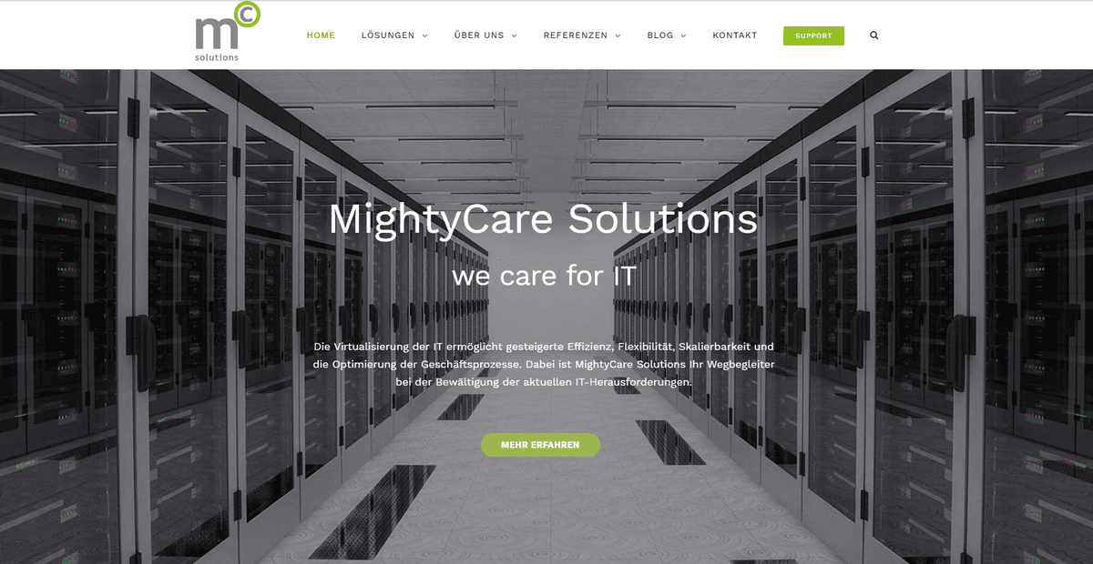 Website von Mighty Care Solutions
